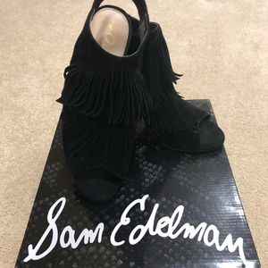 Sam Edelman Black Suede shoes with fringe!